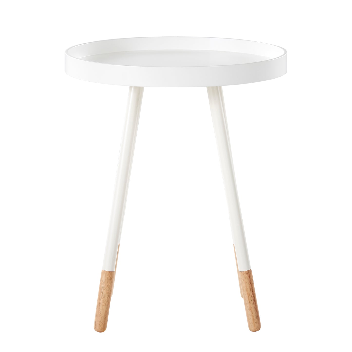 Paint-Dipped Round Tray-Top End Table - White