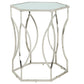 Hexagonal Metal Frosted Glass End Table