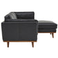 Dark Oak and Black Oxford Leather Sectional Sofa