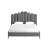 Local Pickup Only - Art Deco Velvet Upholstered Platform Bed - Grey, King