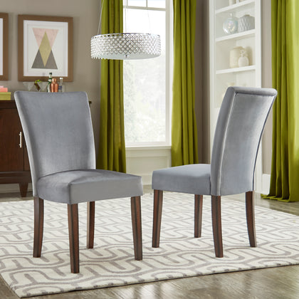 Upholstered Parson Dining Chairs (Set of 2) - Blue Steel Velvet