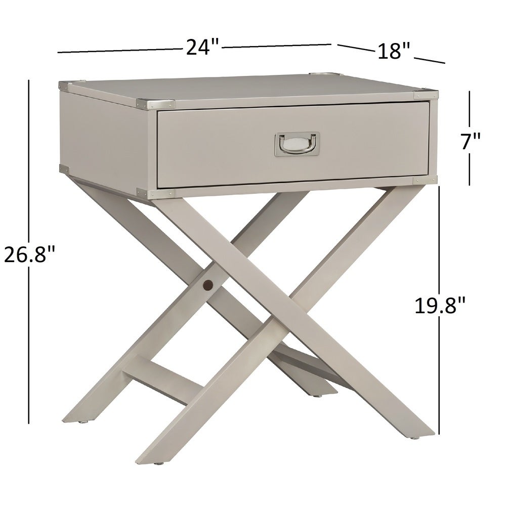 X-Base Wood Accent Campaign Table - White