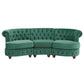 Tufted Scroll Arm Chesterfield Curved Sofa - Green Velvet