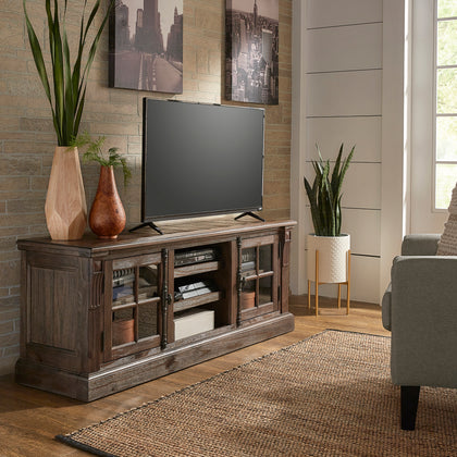 Brown Wire Brushed Finish TV Stand - 60-inch.