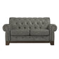 Tufted Rolled Arm Chesterfield Loveseat - Grey Polished Microfiber