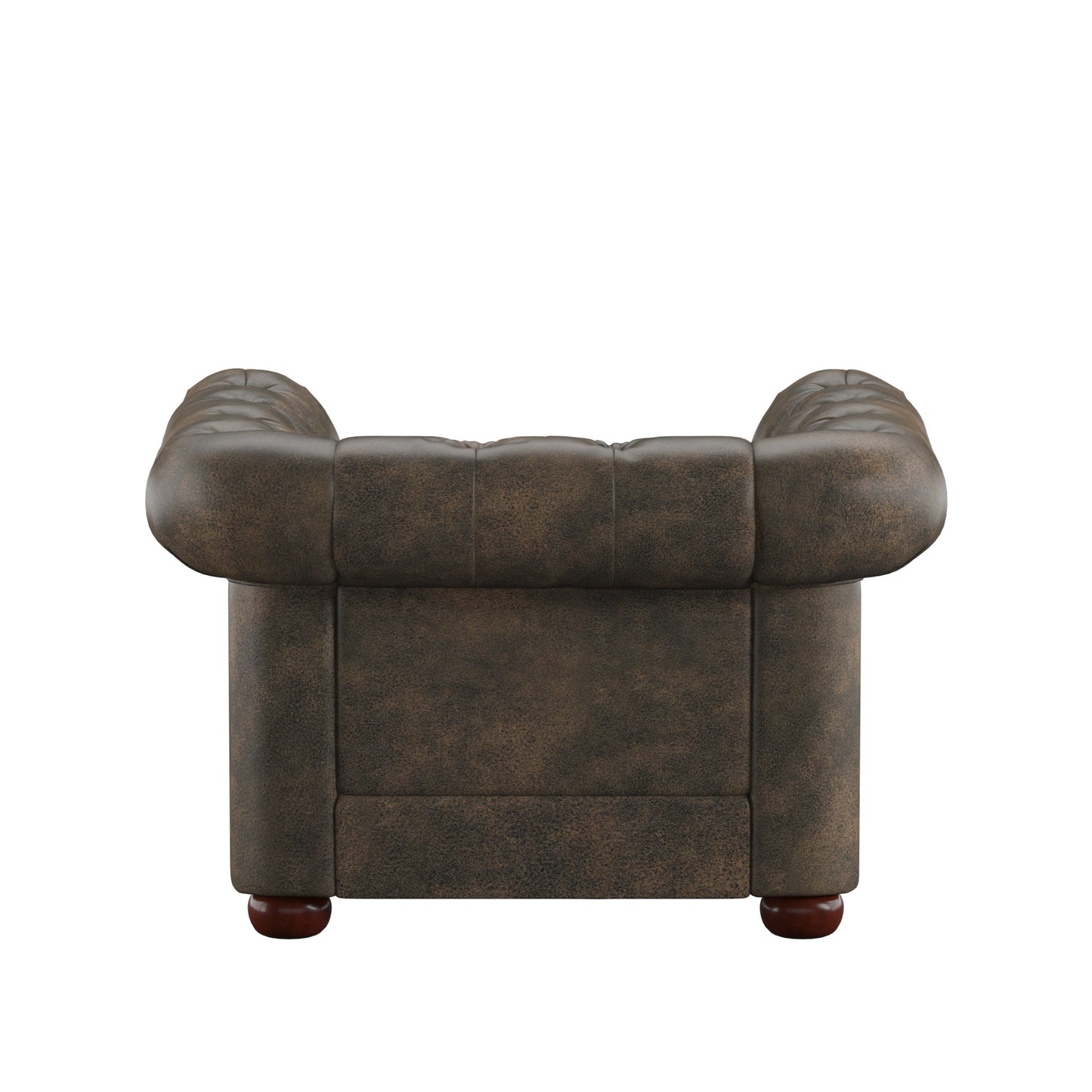 Tufted Scroll Arm Chesterfield Chair - Brown Polished Microfiber