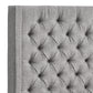 Wingback Button Tufted Linen Fabric Headboard - Grey, 68-inch Height, Queen Size