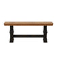 Two-Tone Trestle Leg Wood Dining Bench - Oak Top with Antique Black Base