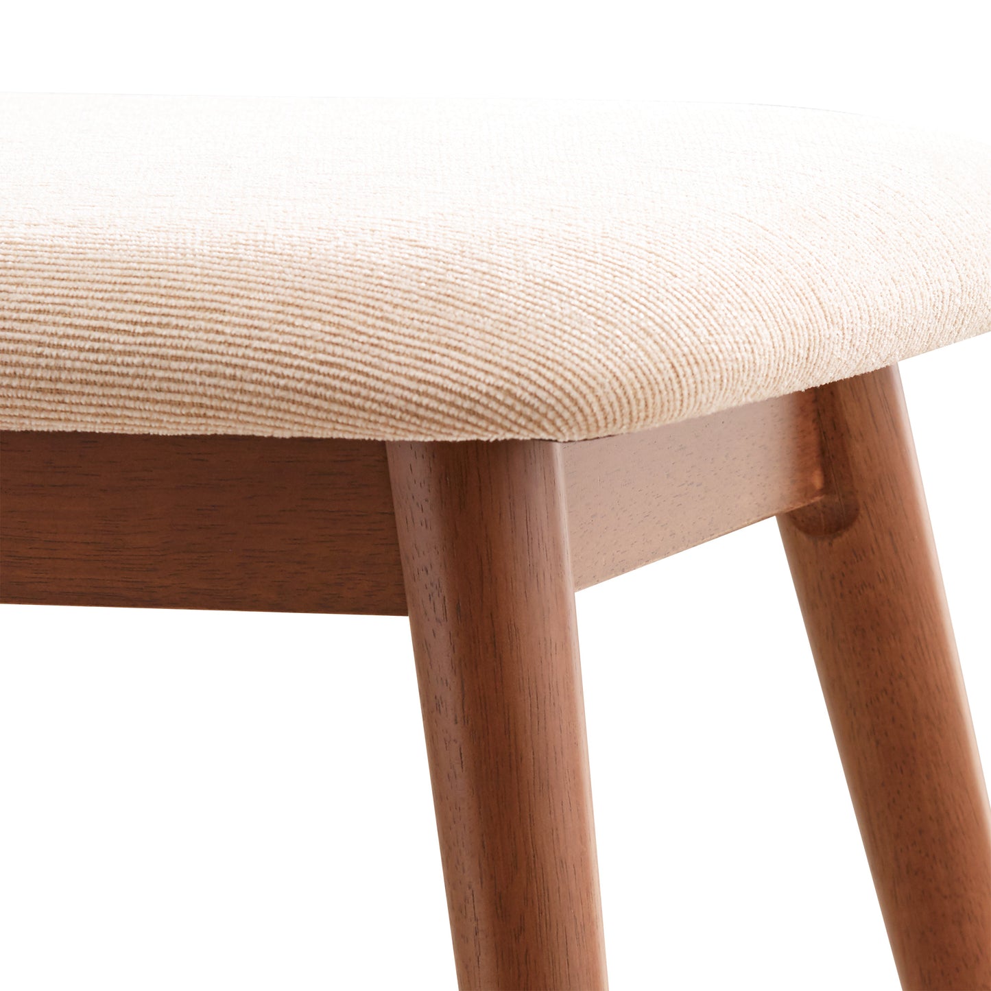 Mid-Century Modern Tapered Upholstered Dining Bench - Dark Walnut Finish