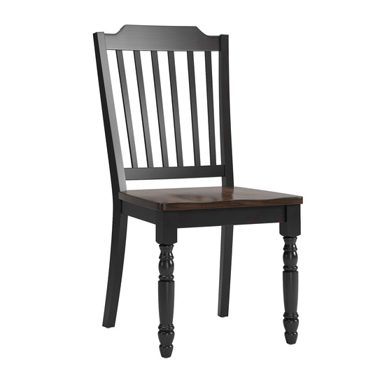 Two-Tone Antique Dining Chairs (Set of 2) - Antique Black, Slat Back