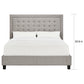 Square Button-Tufted Upholstered Bed - Beige, Queen