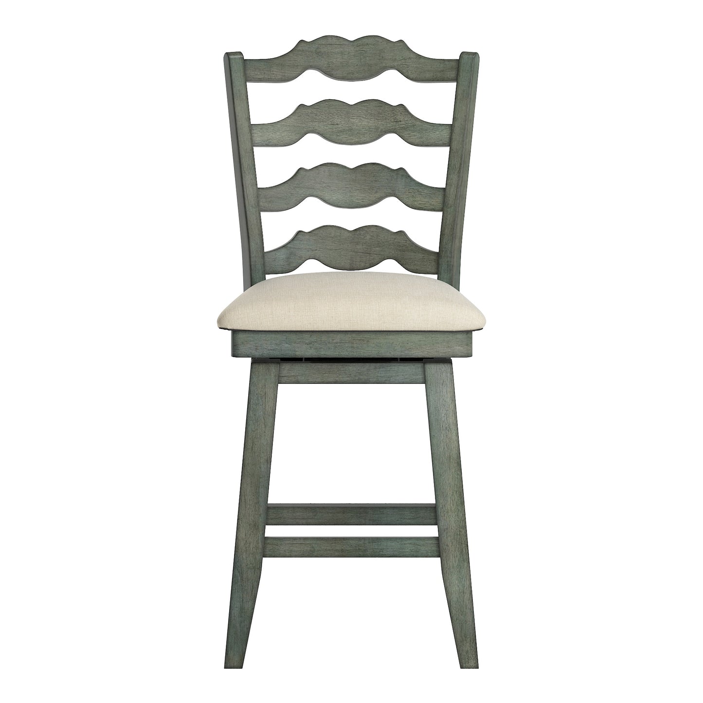 French Ladder Back Counter Height Swivel Stool - Antique Sage Finish