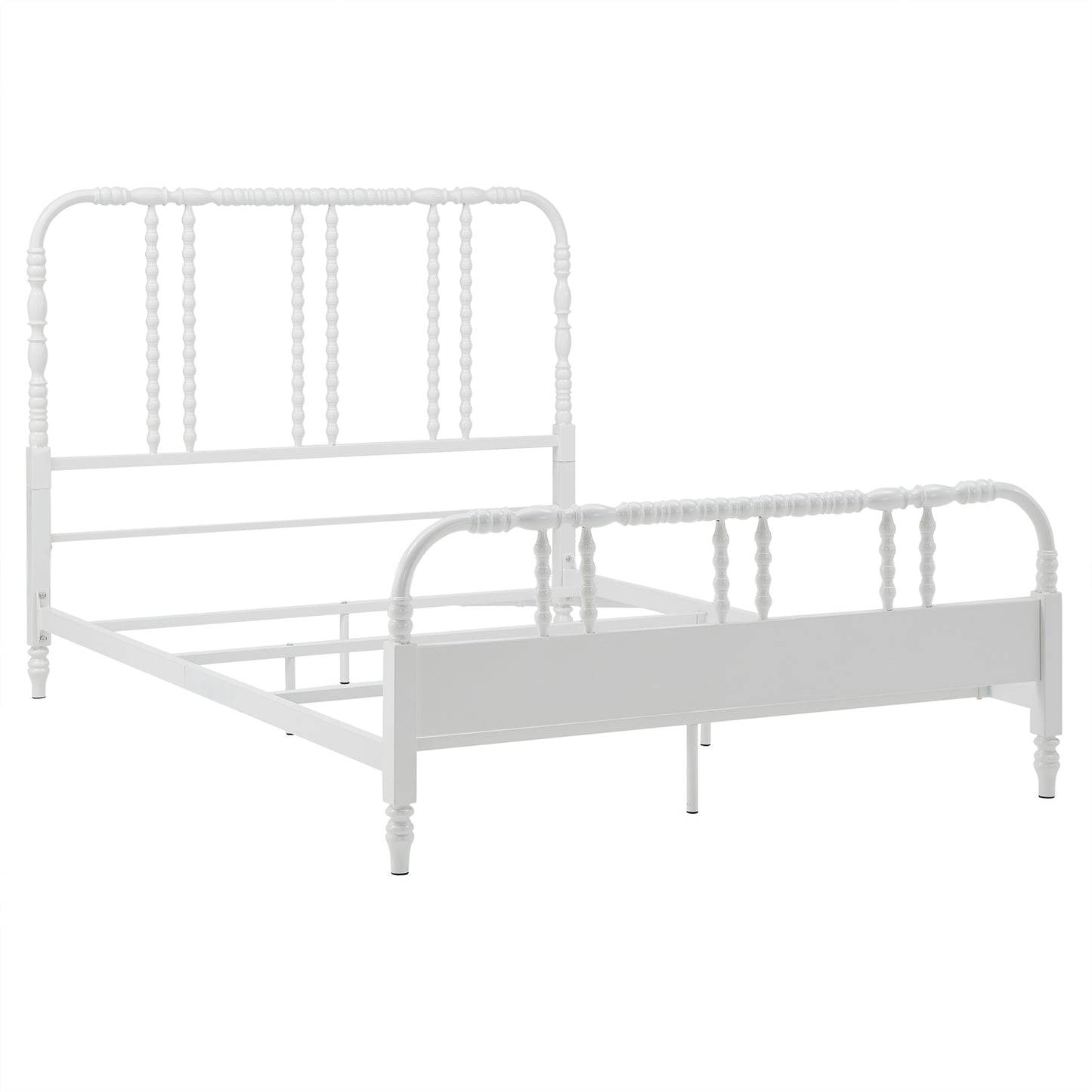Metal Spool Bed - White, Queen (Queen Size)