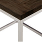Stainless Steel Rectangular End Table - Brown Finish Top