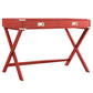 X-Base Wood Accent Campaign Writing Desk - Red
