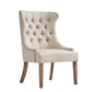 Upholstered Button Tufted Wingback Chair - Beige Linen