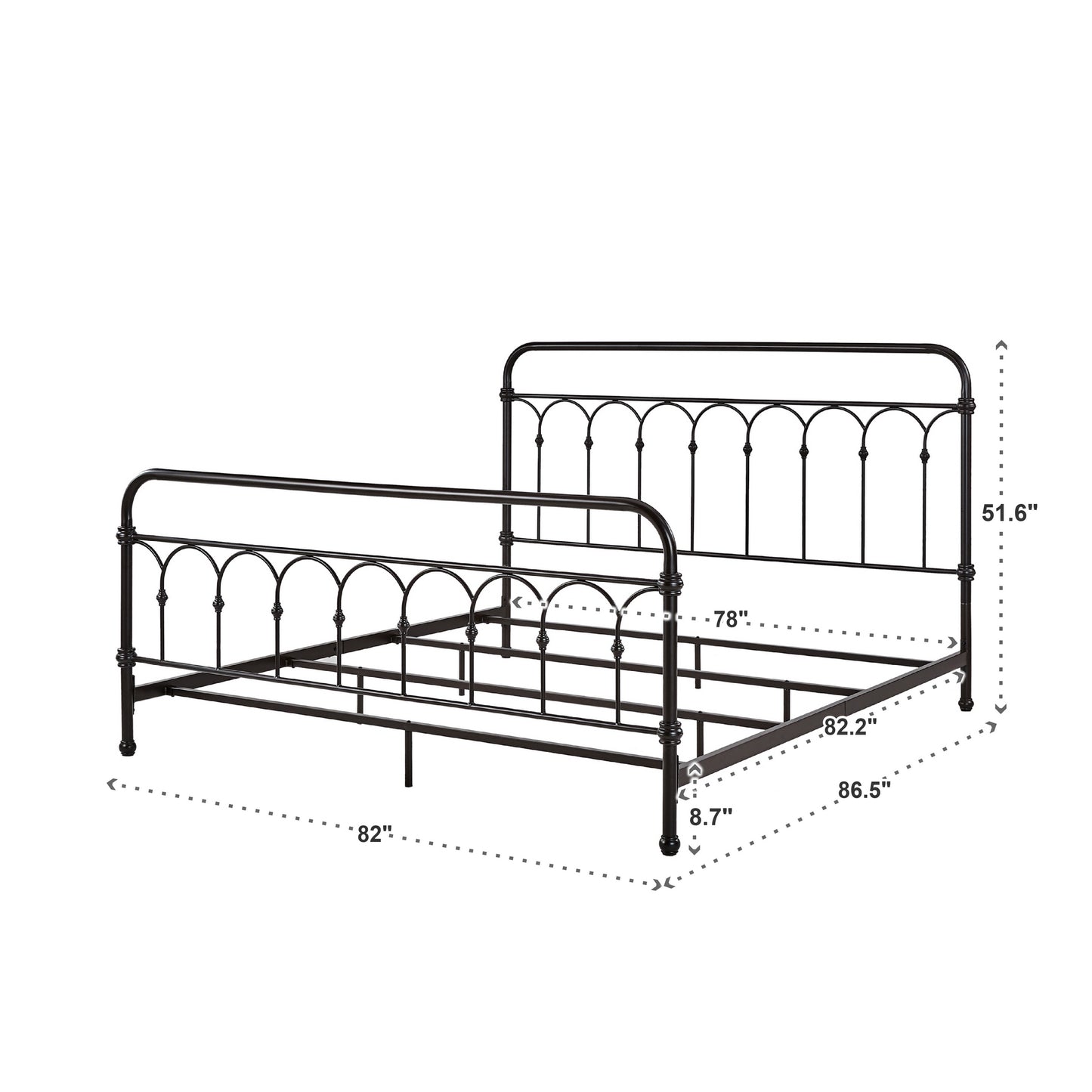 Casted Knot Metal Bed - Dark Bronze Finish, King (King Size)
