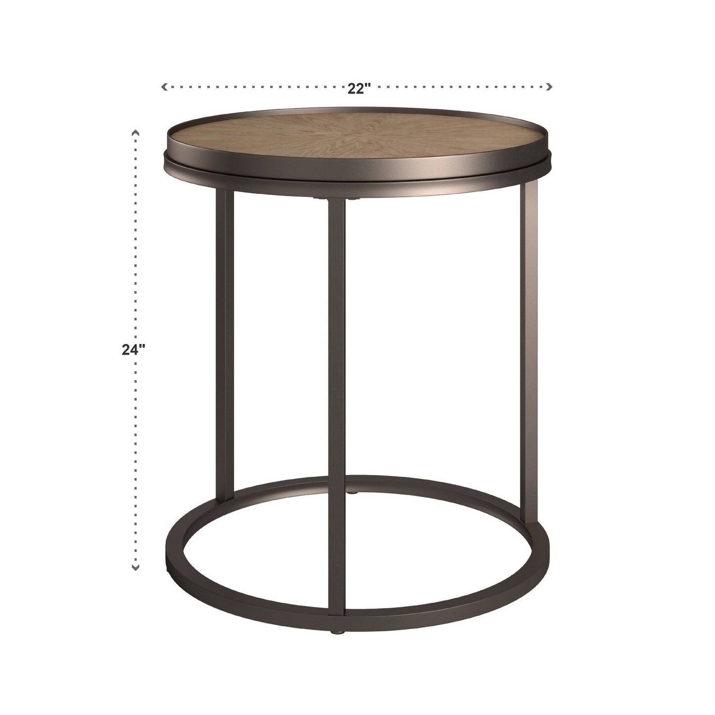 Grey Oak Finish Round Table - End Table