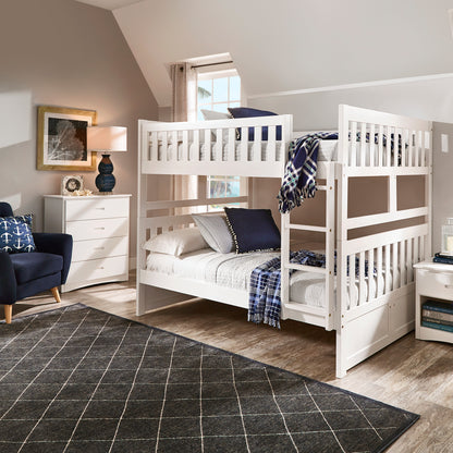 Twin over Twin White Wood Bunk Bed - Bunk Bed Only - Bunk Bed Only