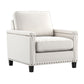 Ivory Fabric Chair with Nailhead Trim