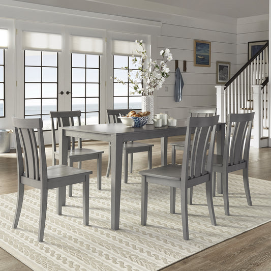 60-inch Rectangular Antique Grey Dining Set - Slat Back Chairs, 7-Piece Set