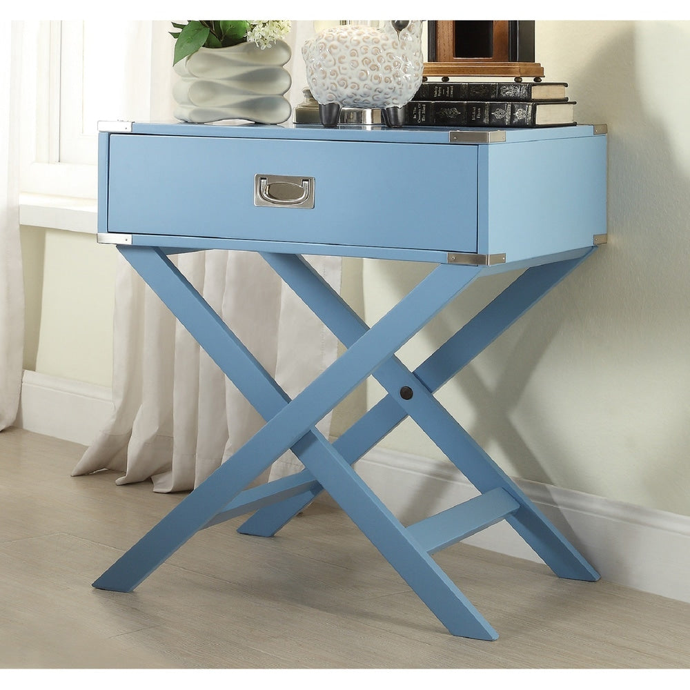 X-Base Wood Accent Campaign Table - Heritage Blue