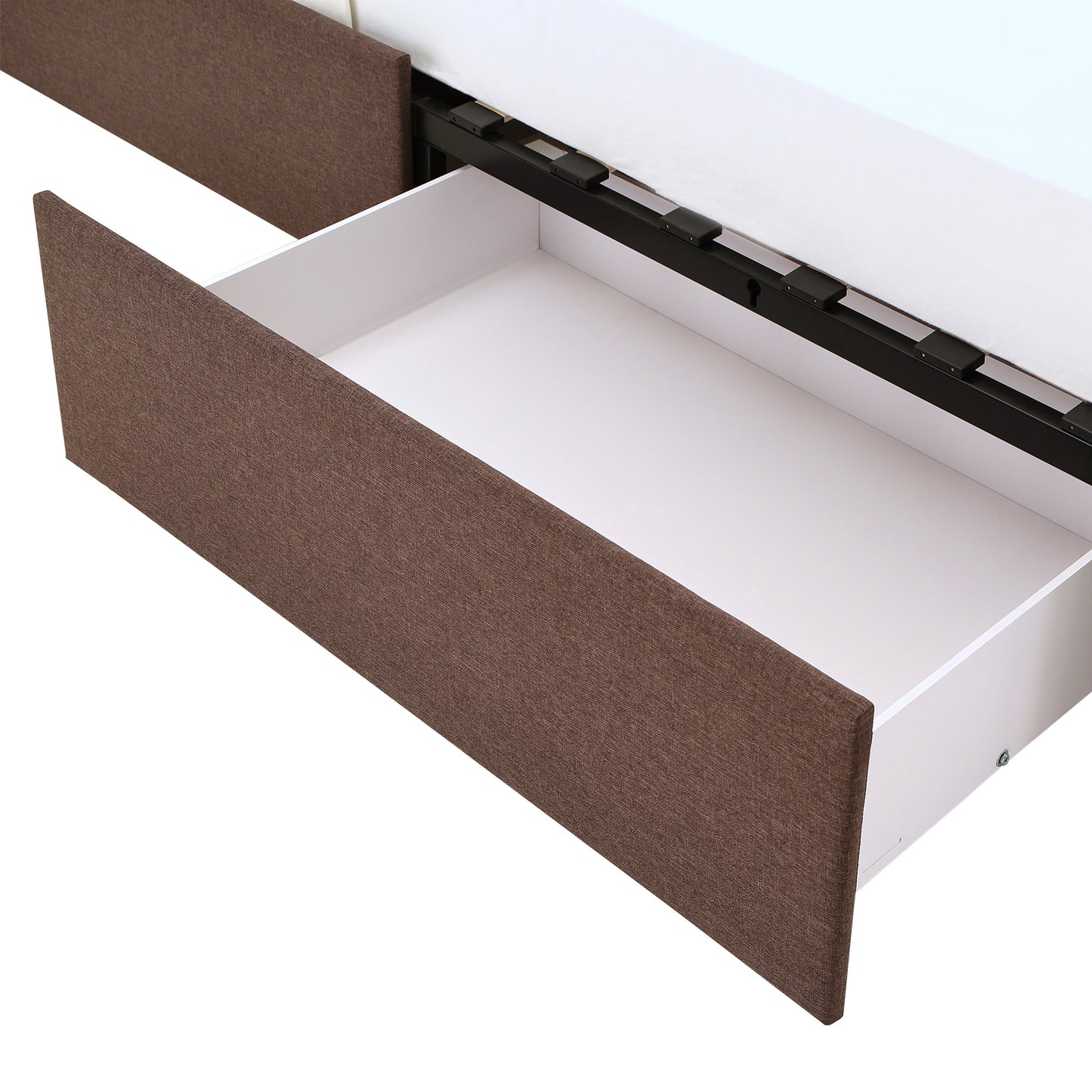 Tufted Linen Headboard Storage Platform Bed - Full Size (Full Size)