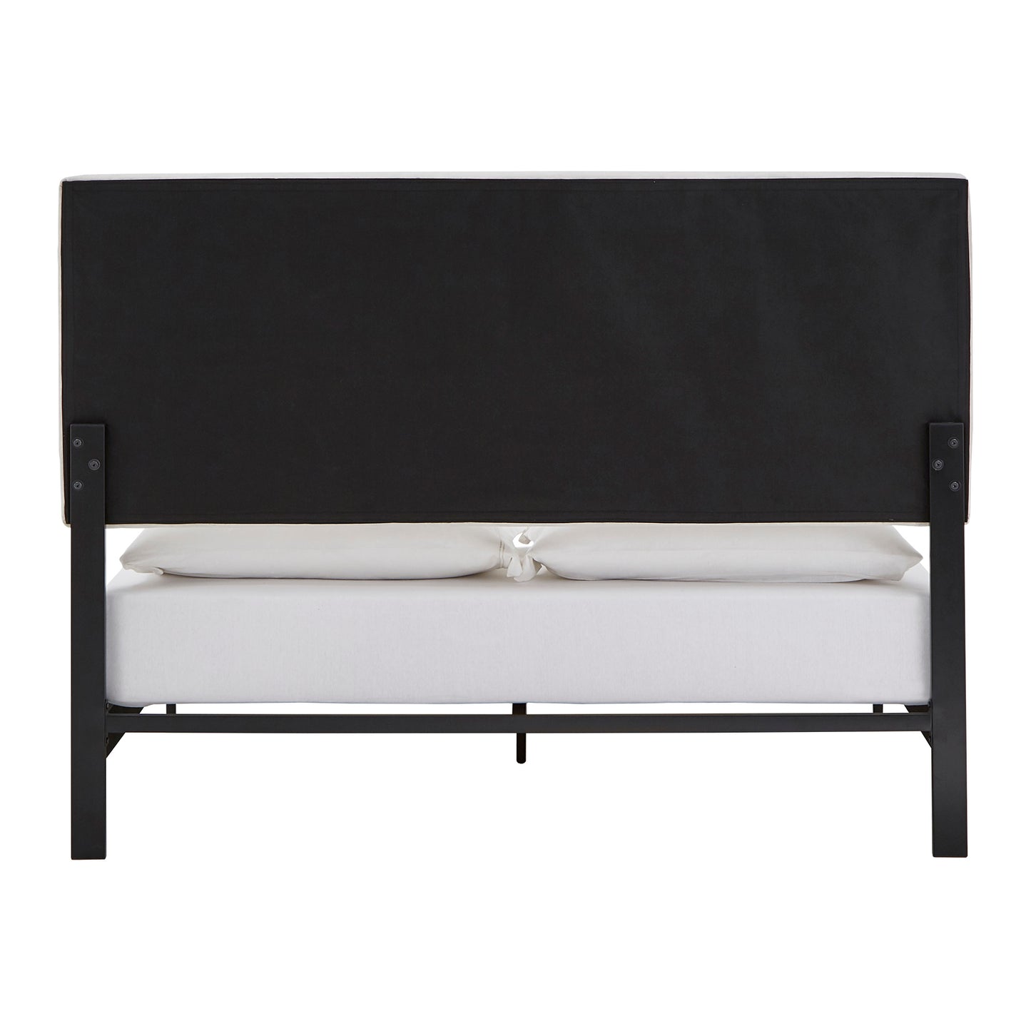 Black Finish Frame with Velvet Fabric Platform Bed - Cream White, Queen (Queen Size)
