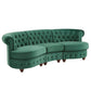 Tufted Scroll Arm Chesterfield Curved Sofa - Green Velvet