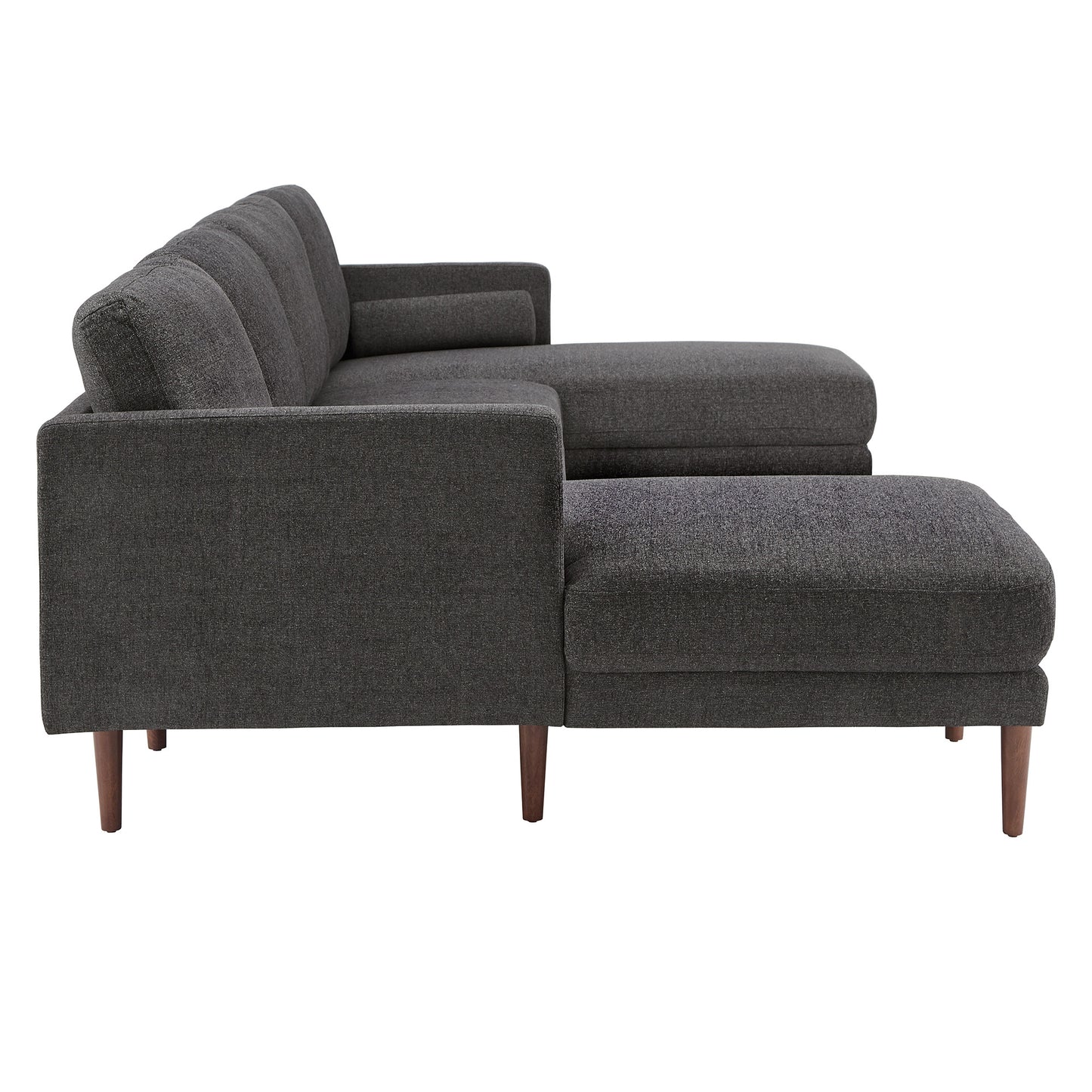 Mid-Century Upholstered Sectional Sofa - Black, 4-Seat Sectional with Two Chaises