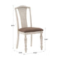 Slat Back Solid Rubberwood Dining Chairs (Set of 2) - Dark Brown Fabric, Antique White Finish