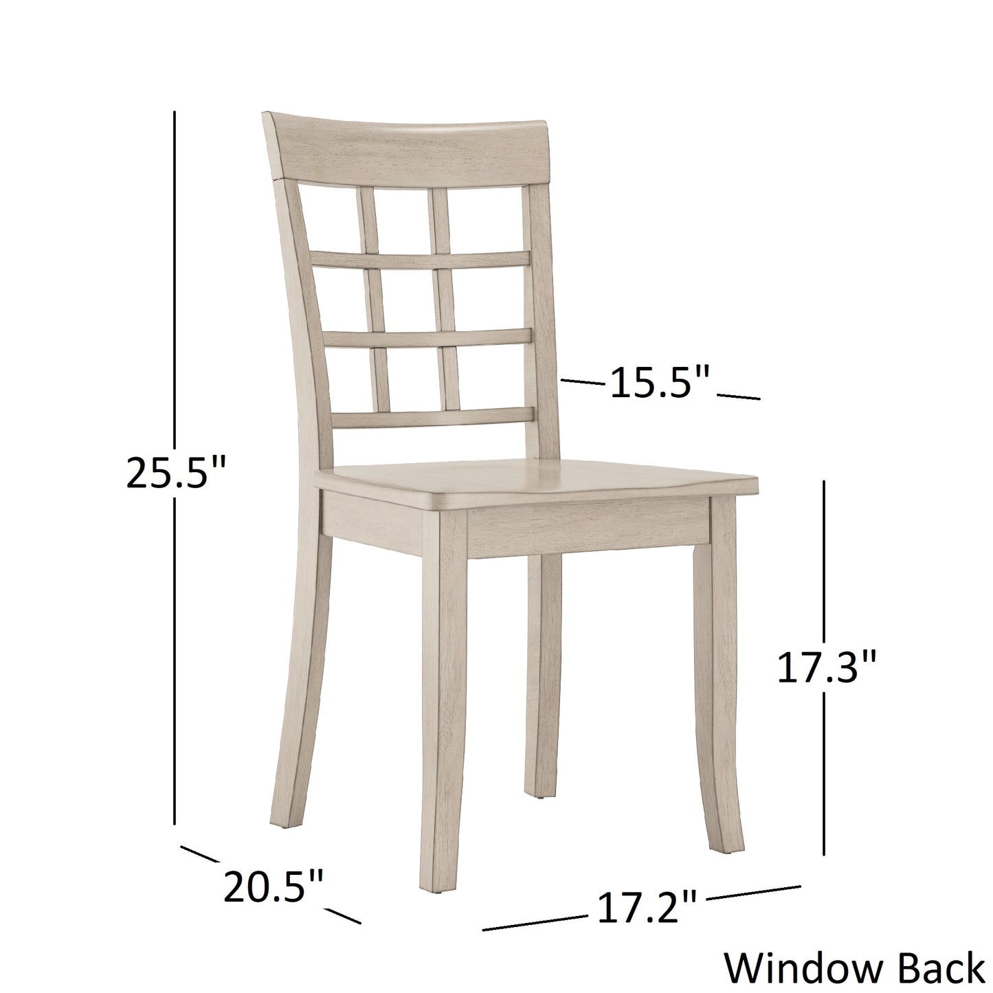Window Back Wood Dining Chairs (Set of 2) - Antique White Finish
