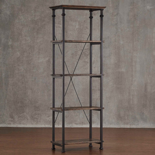 Vintage Industrial Rustic 26-inch Bookcase - Brown Finish