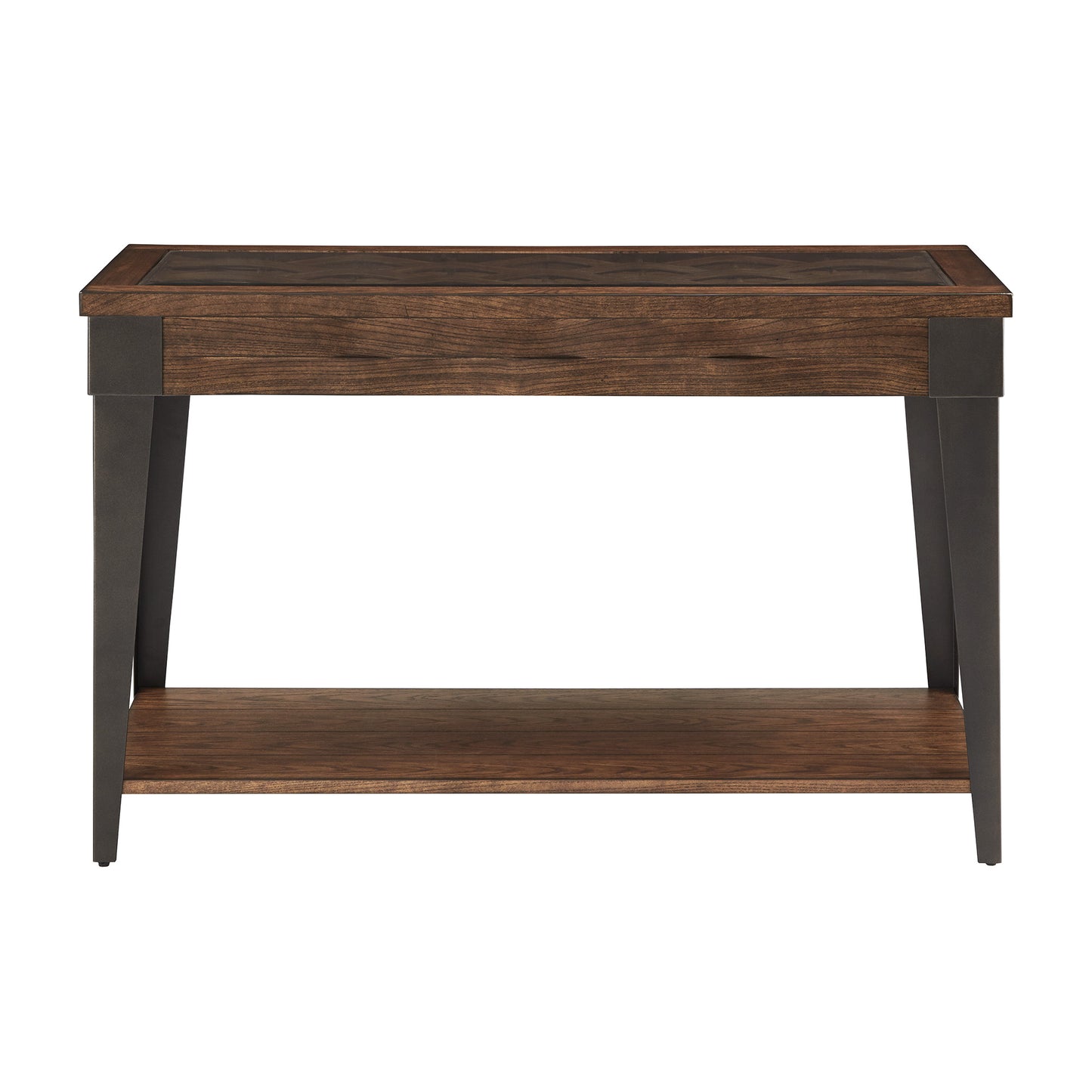 Dark Brown Wood and Metal Sofa Table