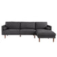 Mid-Century Upholstered Sectional Sofa - Black, 3-Seat Sectional with Right-Facing Chaise