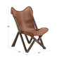 Genuine Top Grain Leather Tripolina Sling Chair - Espresso Frame, Brown Leather