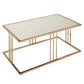 Champagne Gold Finish Coffee Table with Mirror Top