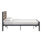 Low Profile Metal Platform Bed with Wood Finish Panels - Black, Full (Full Size)