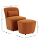 Orange Fabric Chair and Ottoman - Accent Chair with Ottoman