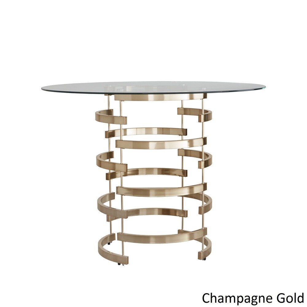 Vortex Base Counter Height Dining Set - Champagne Gold, 3-Piece Set