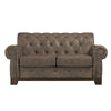 Tufted Rolled Arm Chesterfield Loveseat - Brown Polished Microfiber