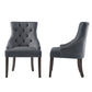 Velvet Button Tufted Wingback Dining Chairs (Set of 2) - Dark Grey Velvet