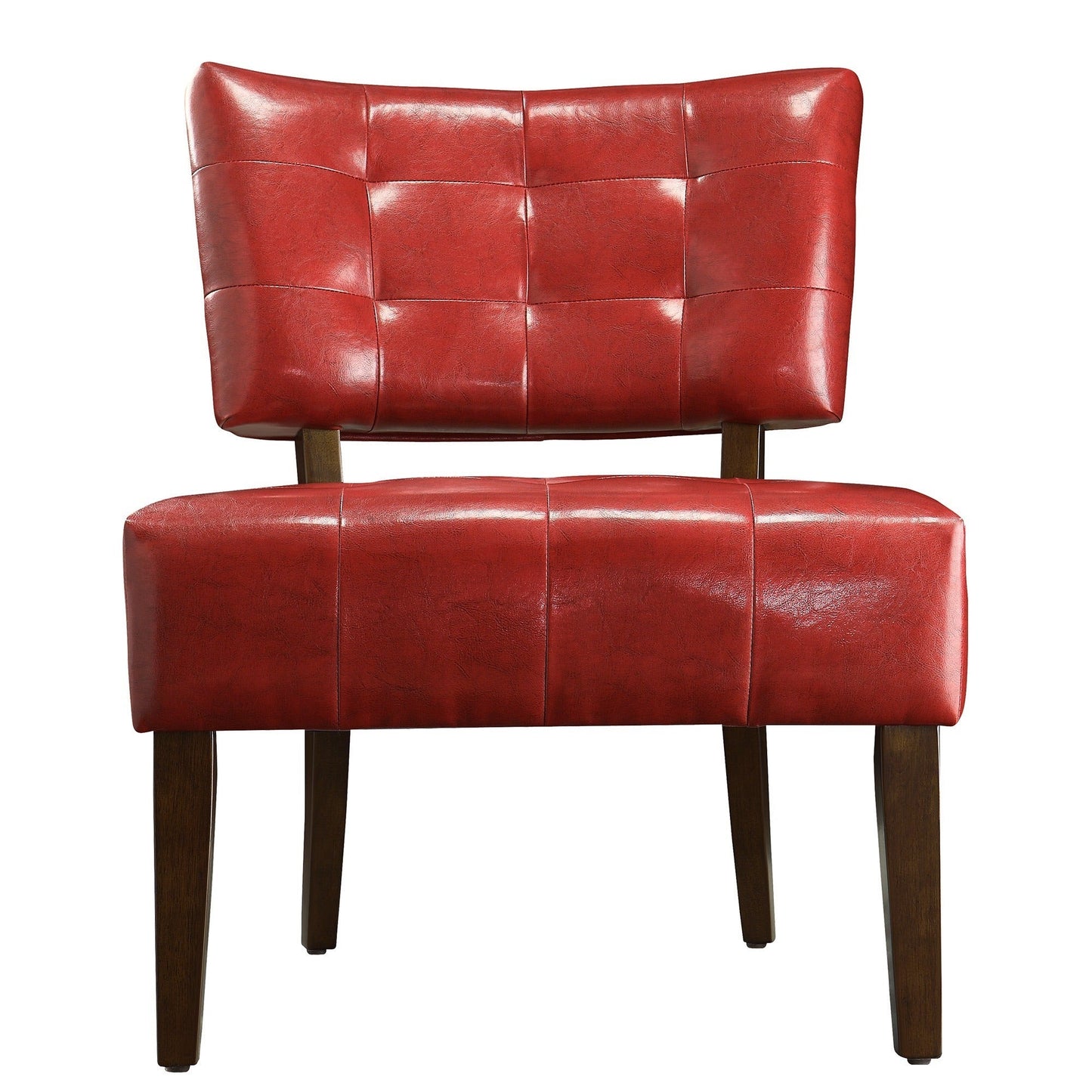 Faux Leather Armless Accent Chair - Cherry Red