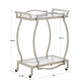 Metal Bar Cart with Clear Tempered Glass - Champagne Silver Finish