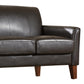 Modern Sofa - Dark Brown Faux Leather, Cherry Finish