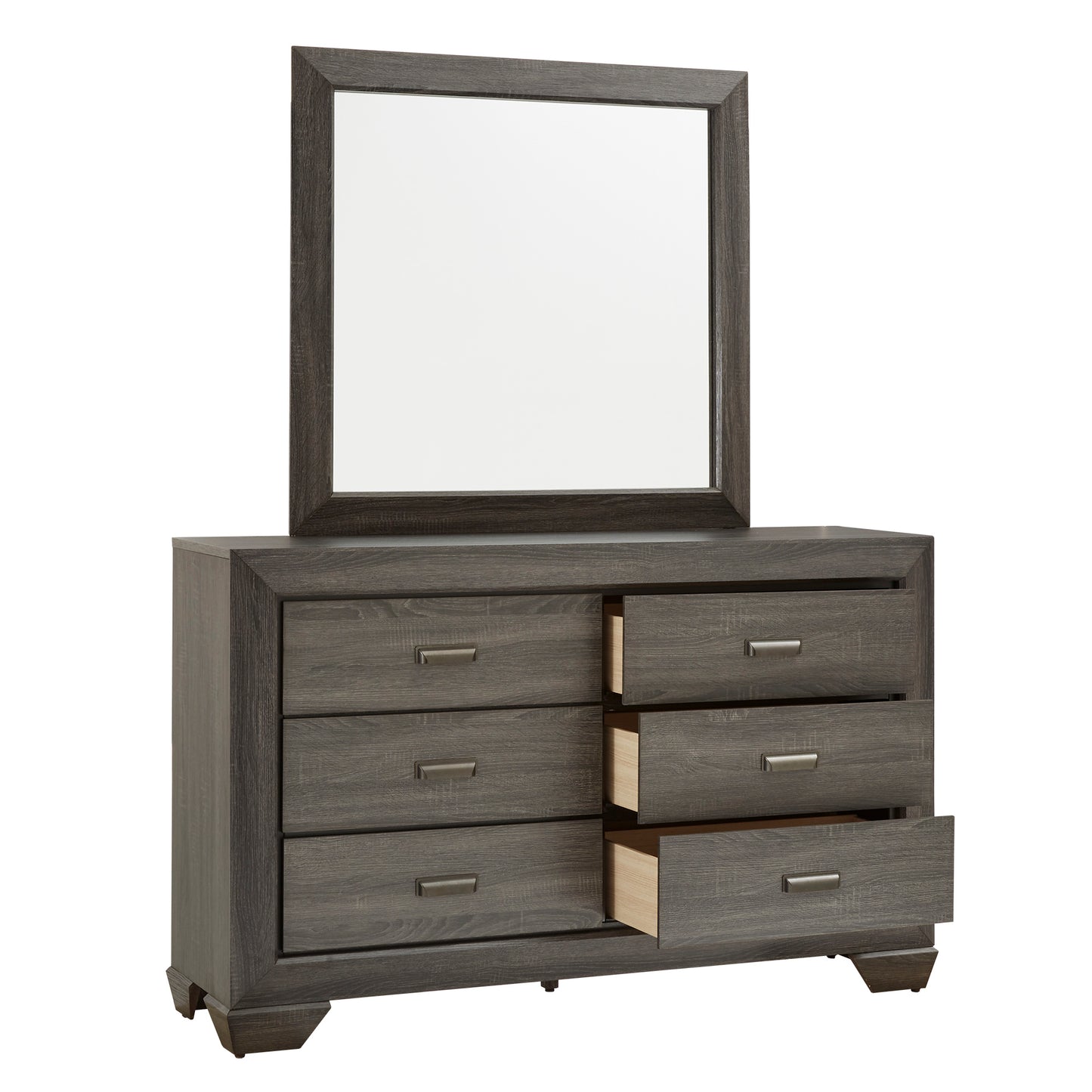 Grey Panel 6-Drawer Dresser - Dresser and Mirror - Dresser and Mirror