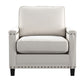 Ivory Fabric Chair with Nailhead Trim