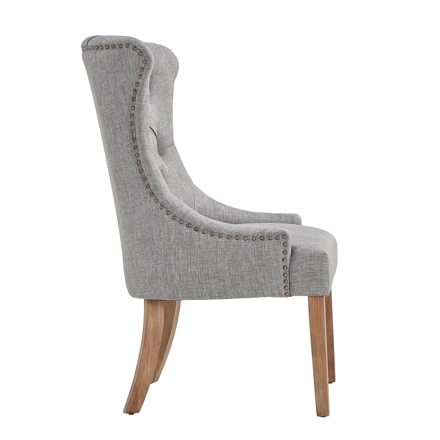 Upholstered Button Tufted Wingback Chair - Grey Linen
