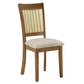Cane Accent Dining - Slat Back Chair (Set of 2), Oak Finish, Beige Linen