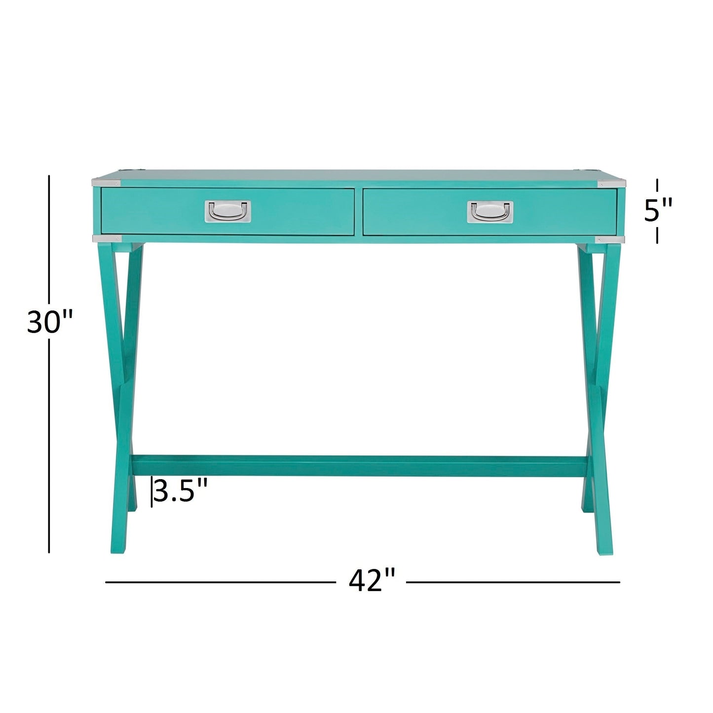 X-Base Wood Accent Campaign Writing Desk - Blue